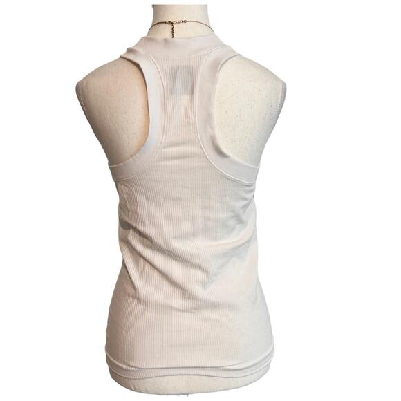 Athleta Size Medium White Ribbed Full Length Fitted Workout Activewear Tank - Picture 2 of 4